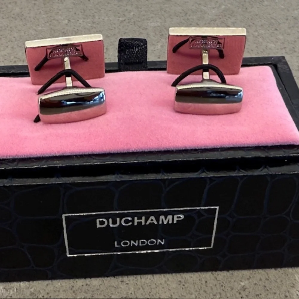 Men's Duchamp London Silver Paisley Blue & Purple Cufflinks -EUC